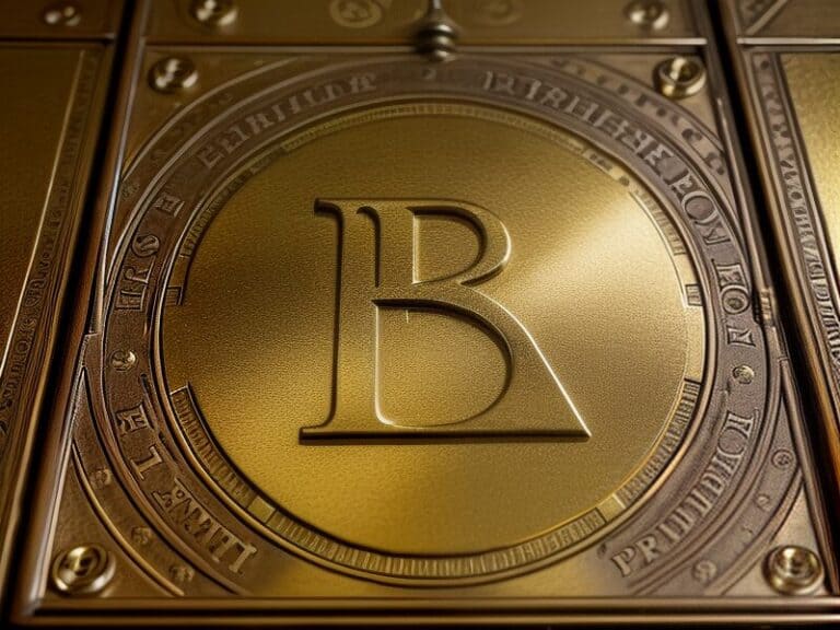 BTC coin close-up with gold finish and engraved branding elements, symbolizing cryptocurrency investments and blockchain technology.