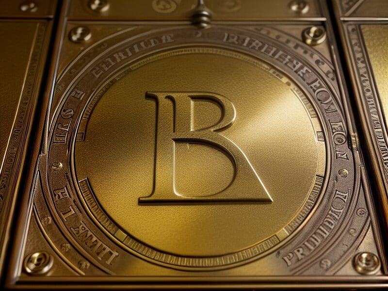 BTC coin close-up with gold finish and engraved branding elements, symbolizing cryptocurrency investments and blockchain technology.