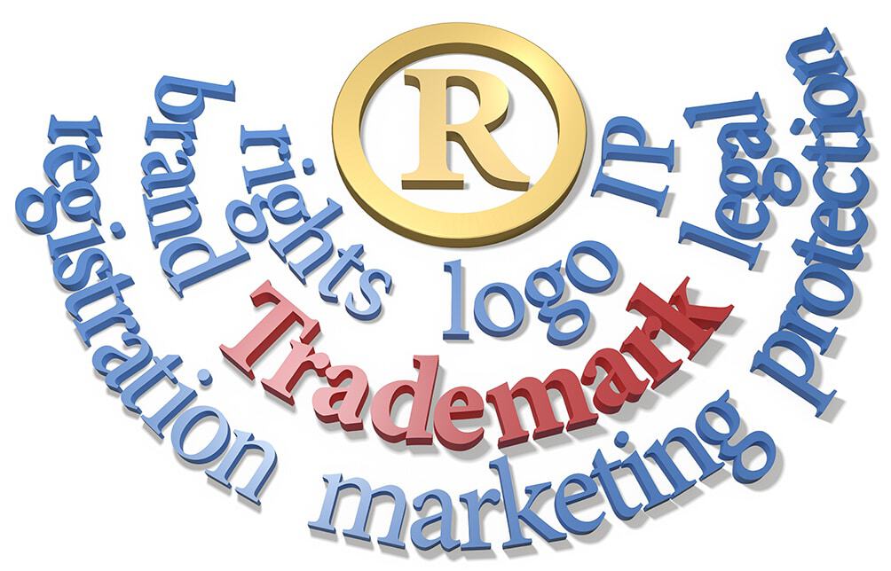 Registered trademark symbol, logo design, branding, and patent icon representing intellectual property protection and legal registration. Suitable for marketing and legal contexts involving trademarks.