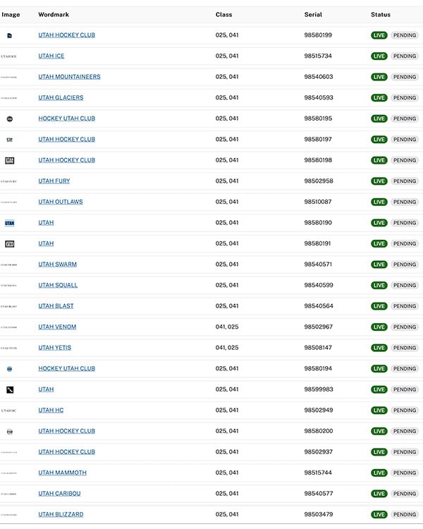 UTAH HOCKEY CLUB team roster and game statistics at AccelerateIP staging site.